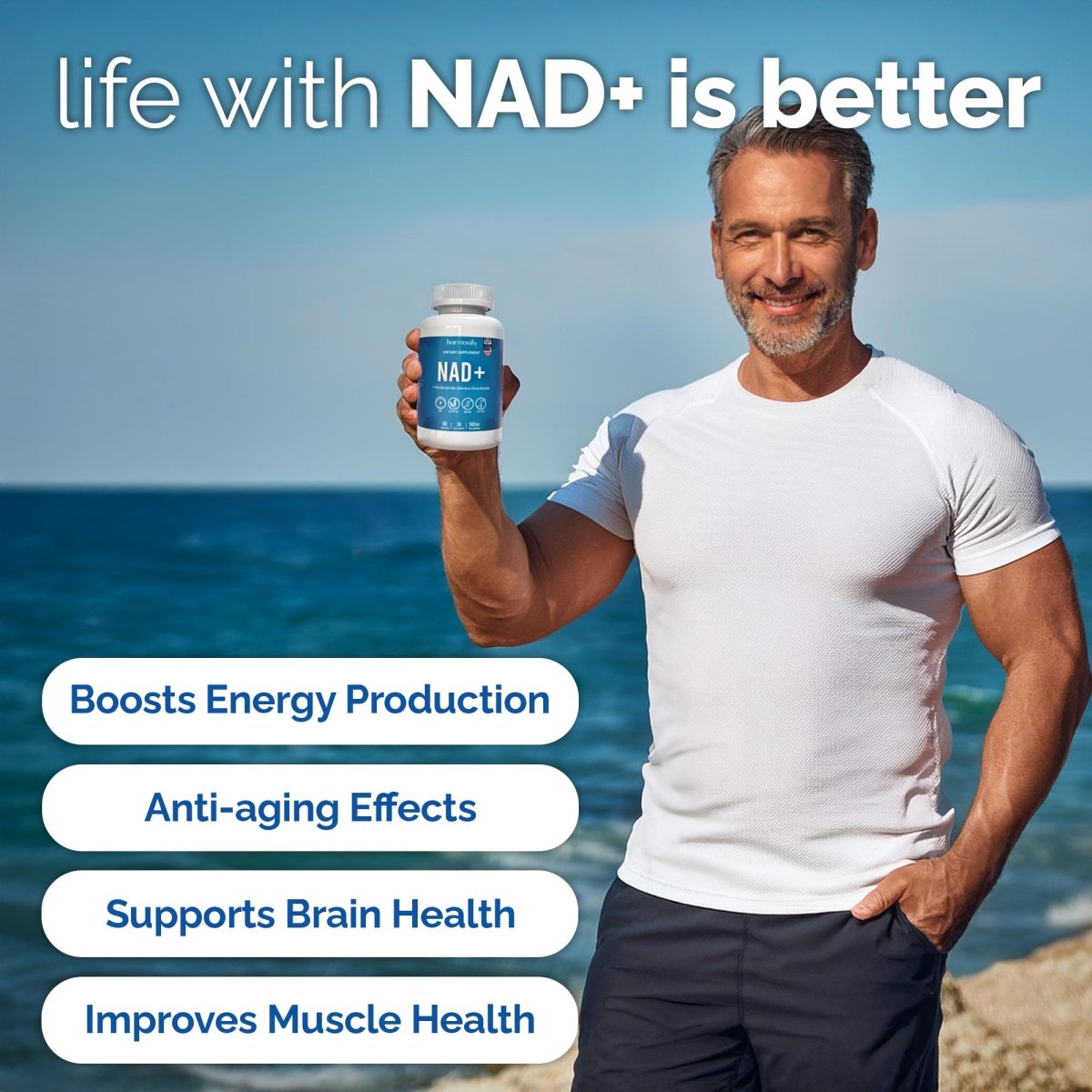 HARMONIFY NAD Supplement (500mg of 95% Pure NAD+ Per Serving, 30 - Day Supply) – Vegan, Non - GMO, NAD Booster for Longevity, Anti - Aging, Cellular Health, and Energy - HARMONIFY - HARMONIFY NAD Supplement (500mg of 95% Pure NAD+ Per Serving, 30 - Day Supply) – Vegan, Non - GMO, NAD Booster for Longevity, Anti - Aging, Cellular Health, and Energy - HARMONIFY - HARMONIFY NAD Supplement (500mg of 95% Pure NAD+ Per Serving, 30 - Day Supply) – Vegan, Non - GMO, NAD Booster for Longevity, Anti - Agi